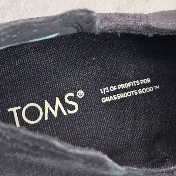 Toms Wedge Ankle Boots Size 5 Suede Dark Gray Western Slip On Comfort Booties - Picture 10 of 12